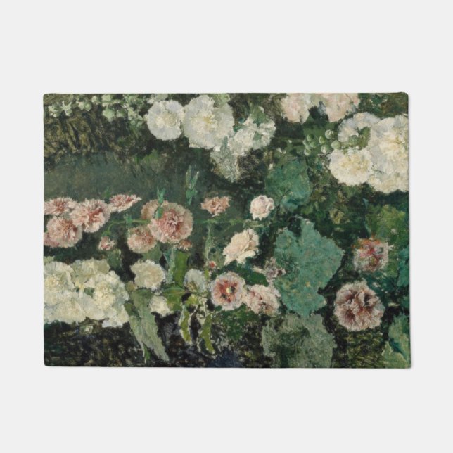 Tapete Hollyhock Rosa Flowers (por Marià Fortuny) (Frente)