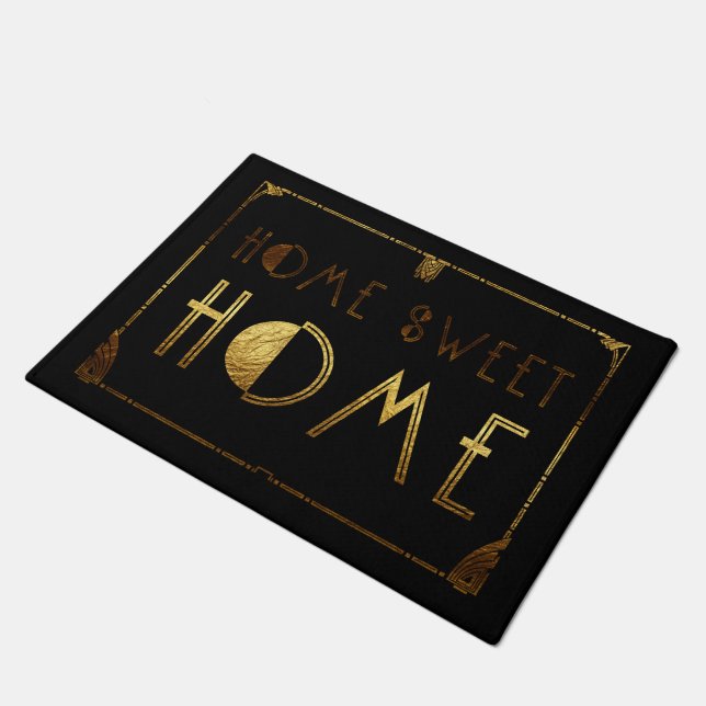 Tapete Home Sweet Home Dourado Art Deco Sinal (Inclinado)