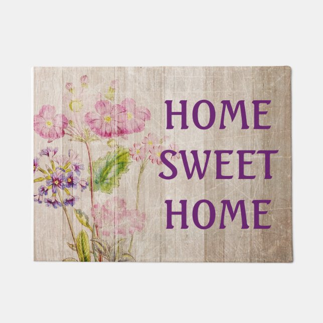 Tapete Home Sweet Home Rustic Floral Door Matt (Frente)