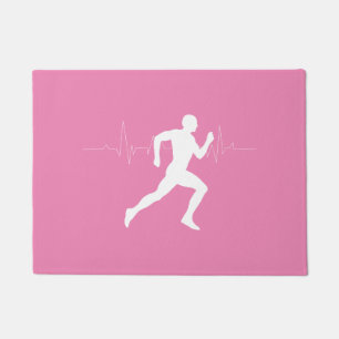 Tapete Homem Runners Silhouette em Fundo Rosa
