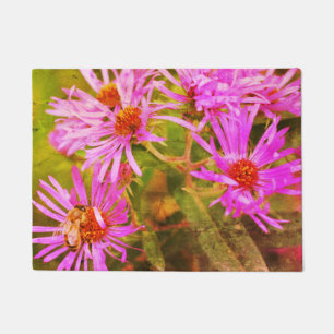 Tapete Honey Bee Pink New England Aster Flower Abstrato