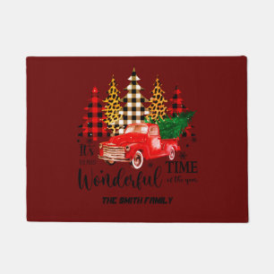 Tapete Hora de Natal do caminhão vermelho da Vintage