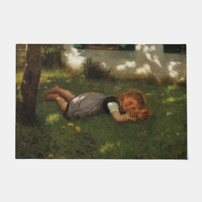 Tapete Hora do lanche (Garota Doce Deitada na Grama) (Frente)