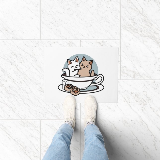 Tapete Hora do Tea Meow - Design de Gato e Chá (Interior)