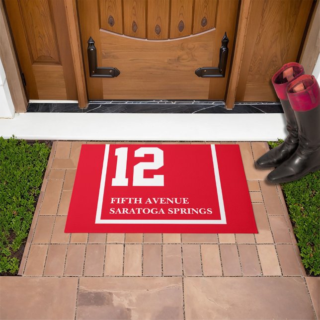 Tapete Horse Racing Saddlecloth House Number Endereço (Custom address horse racing saddle cloth style door mat in any color combination you like)