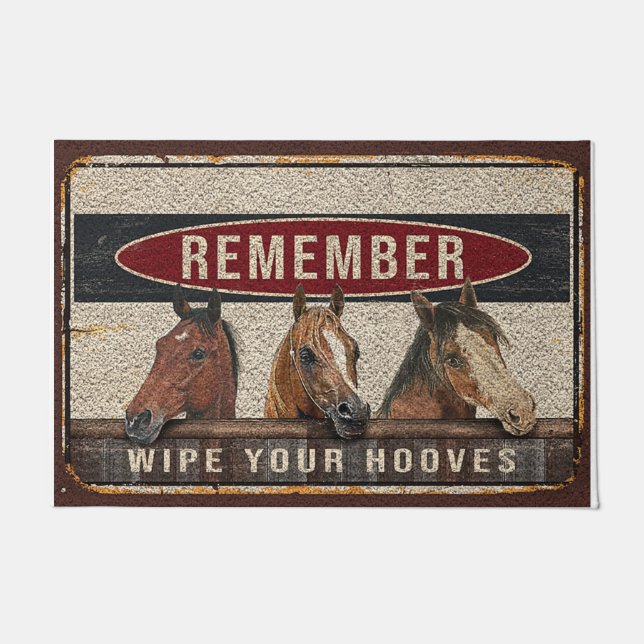 Tapete Horses Welcome Doormat | Remember Wipe Your Hooves (Frente)