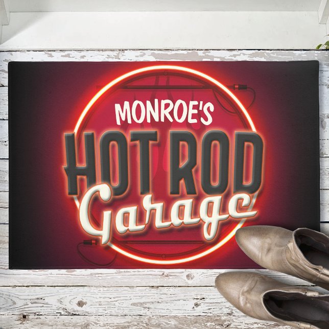 Tapete Hot Rod Flames Nome Personalizado Garagem Personal (Criador carregado)