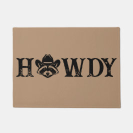 Tapete Howdy Cowboy Raccoon Western Funny Welcome Mat