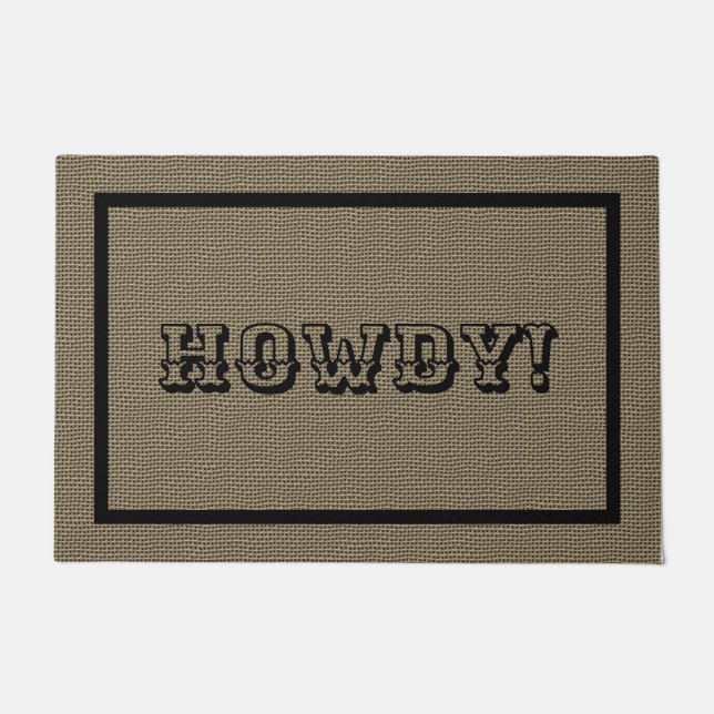 Tapete Howdy Western Rustic Welcome Mat | Porta grande (Frente)