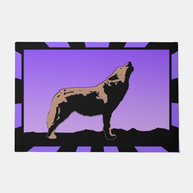 Tapete Howling Wolf at Sunset - Arte original sobre a vid (Frente)