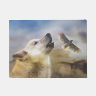 Tapete Howling Wolf Redtail Hawk Native American Inspira