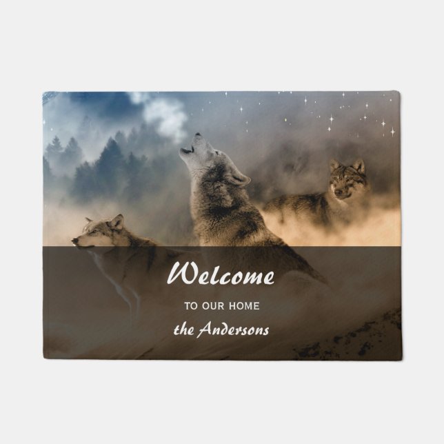 Tapete Howling Wolves Photo Family Name Welcome (Frente)