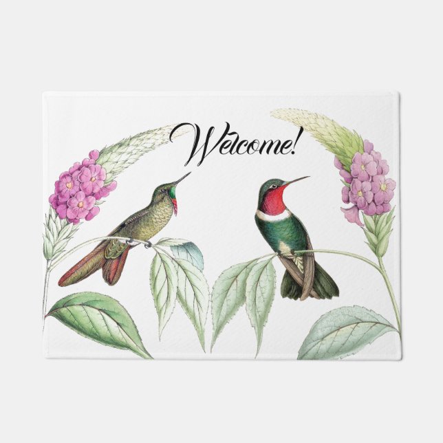 Tapete Hummingbird Birds Flores Vida Selvagem Bem-vinda D (Frente)