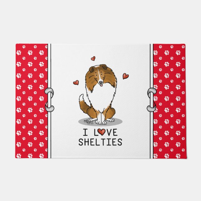 Tapete I Love Shels (sable 2) Shetland Sheepdog Cute (Frente)
