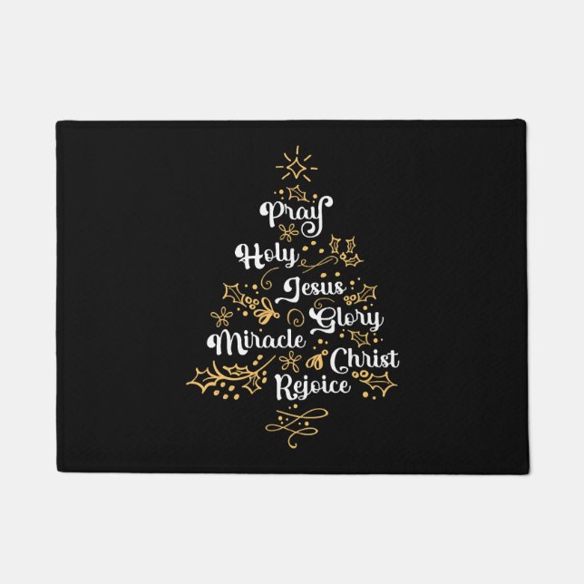 Tapete Igreja de Natal Cristã Feriado Familiar de Árvore (Frente)