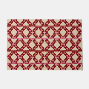 Tapete Ikat Asteca Tribal Bege, Burgundy e Bege