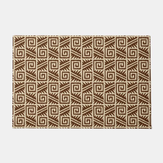 Tapete Ikat Aztec Tribal, Chocolate Brown e Tan (Frente)