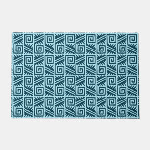 Tapete Ikat Aztec Tribal - Indigo e Azul Claro