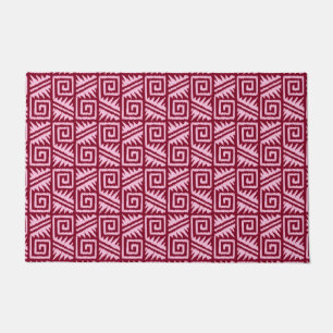 Tapete Ikat Azteca Tribal - Borgonha e Rosa
