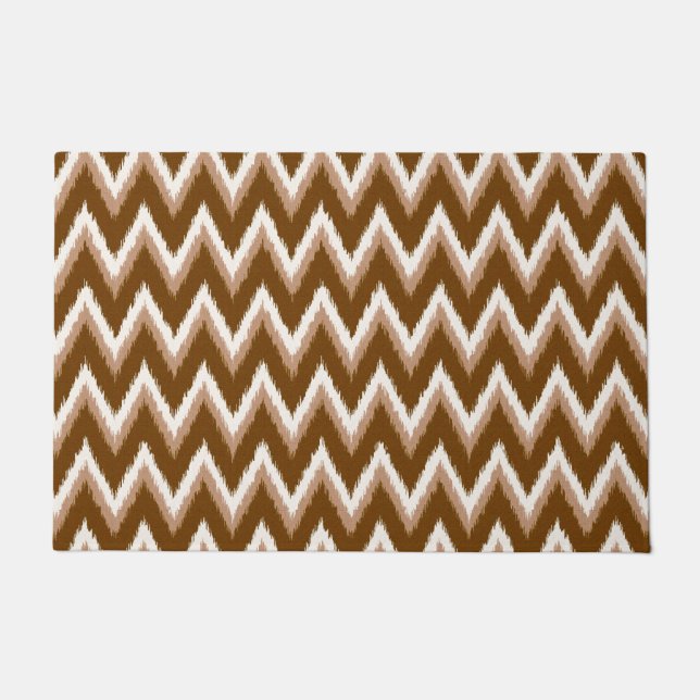 Tapete Ikat Chevron Stripes - Castanho e bege de Chocolat (Frente)