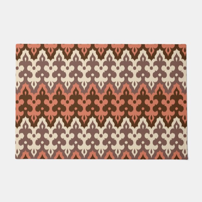 Tapete Ikat Damask, Brown, Cream Taupe & Rust marroquino (Frente)