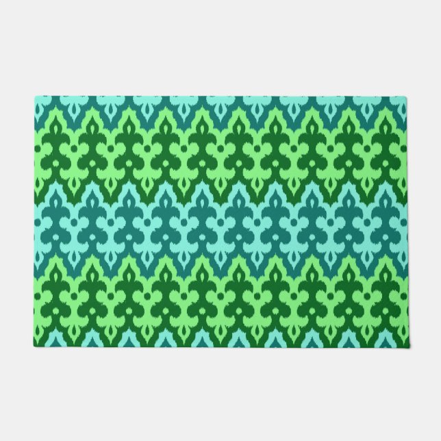 Tapete Ikat Damask, Turquoise e Jade Green marroquinos (Frente)
