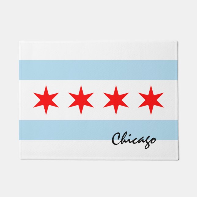 Tapete Illinois State & Chicago Flag USA house mat /sport (Frente)