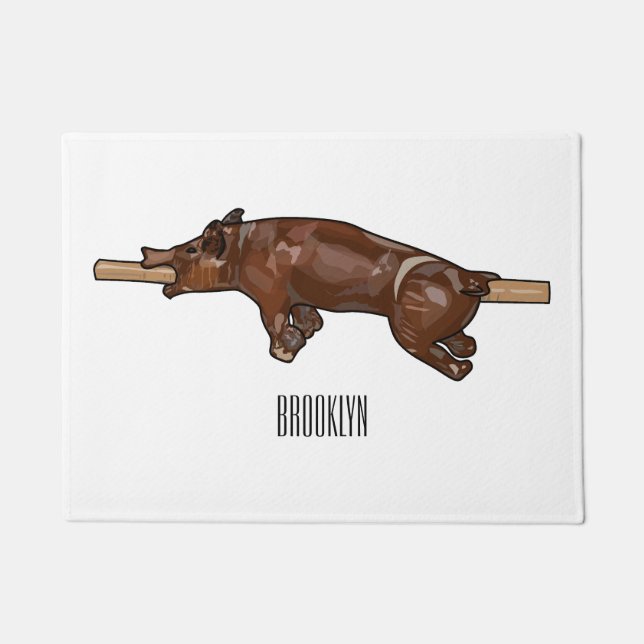 Tapete Ilustração de desenho animado assado/assado porcin (Frente)