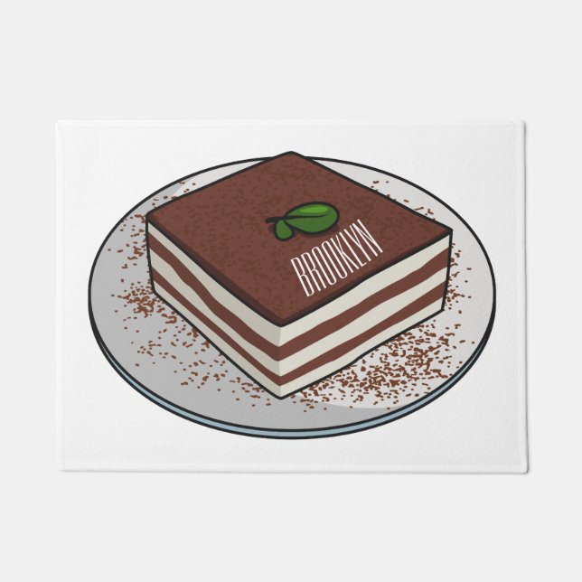 Tapete ilustração de desenho animado de bolo de tiramisu (Frente)