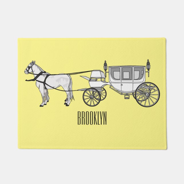 Tapete Ilustração de desenho animado de carruagem e caval (Frente)