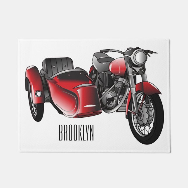 Tapete Ilustração de desenho animado de motociclo Sidecar (Frente)