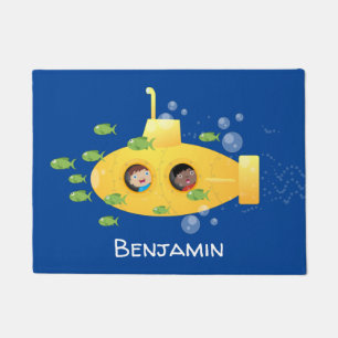 Tapete Ilustração de desenho animado de peixe submarino a