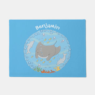 Tapete Ilustração de desenho animado de tira-manta e bo