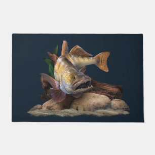 Tapete Ilustração de Pesca Walleye, pescador Walleye