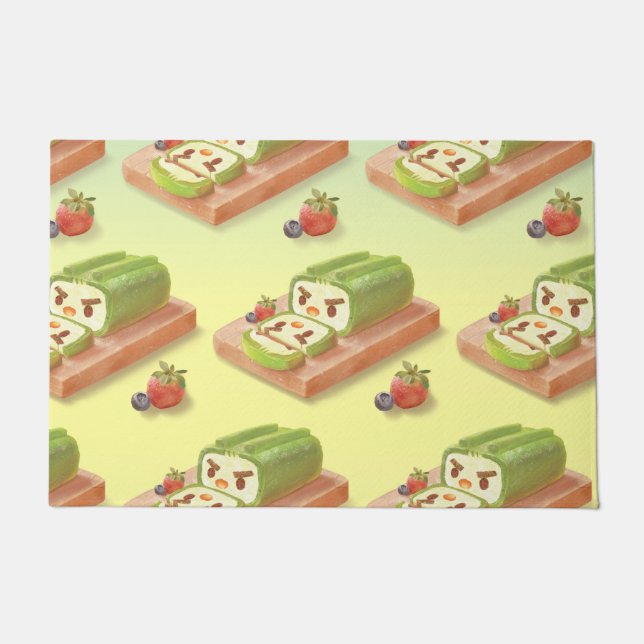 Tapete Ilustração do Roll de Bolo de Matcha (Frente)