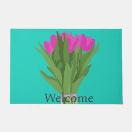 Tapete Ilustração Moderna da Flor de Tulip bonito + Texto