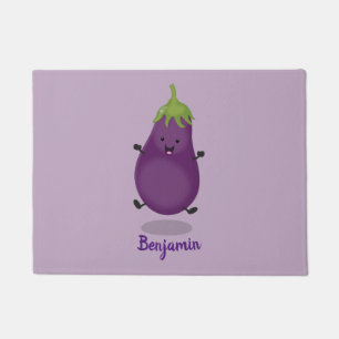 Tapete Imagem de desenho animado de beringela doce e feli
