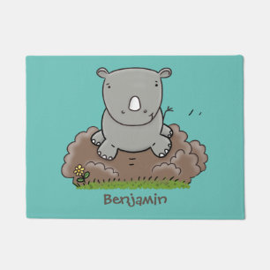 Tapete Imagem de desenho animado do bebê rhino