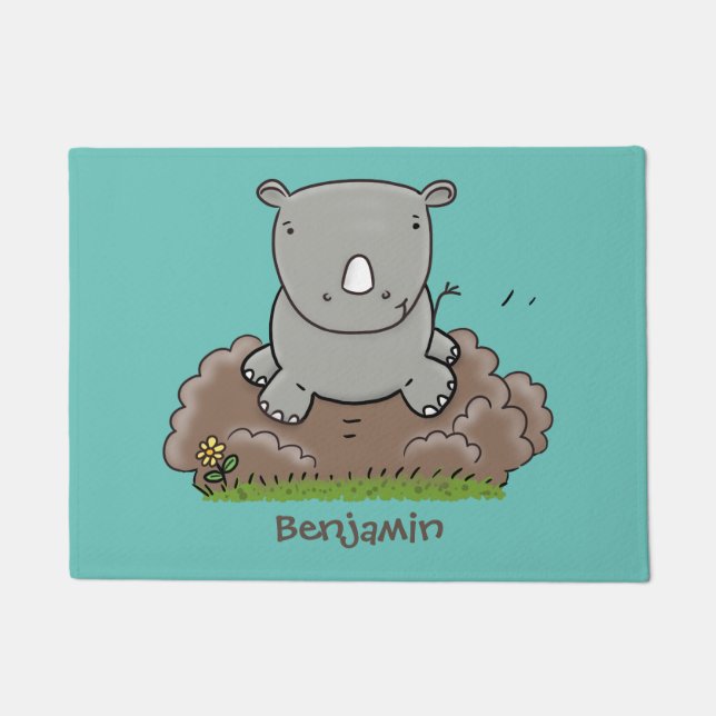 Tapete Imagem de desenho animado do bebê rhino bonito (Frente)