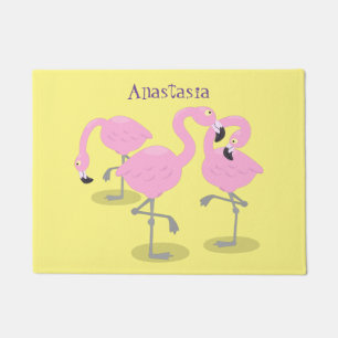 Tapete Imagem de desenho animado rosa-claro flamingo trio