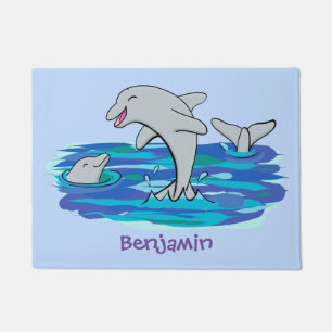 Tapete Imagem de desenhos animados de golfinhos alegres e