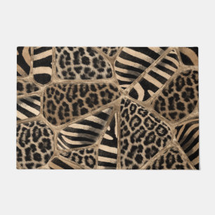 Tapete Impressão animal - Leopardo e Zebra - ouro pastel