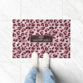 Tapete Impressão Animal Leopardo Rosa Com Folha Falsa E N
