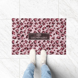 Tapete Impressão Animal Leopardo Rosa Com Folha Falsa E N