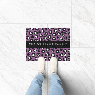 Tapete Impressão Animal, Leopardo Roxo, Corações, Seu Nom