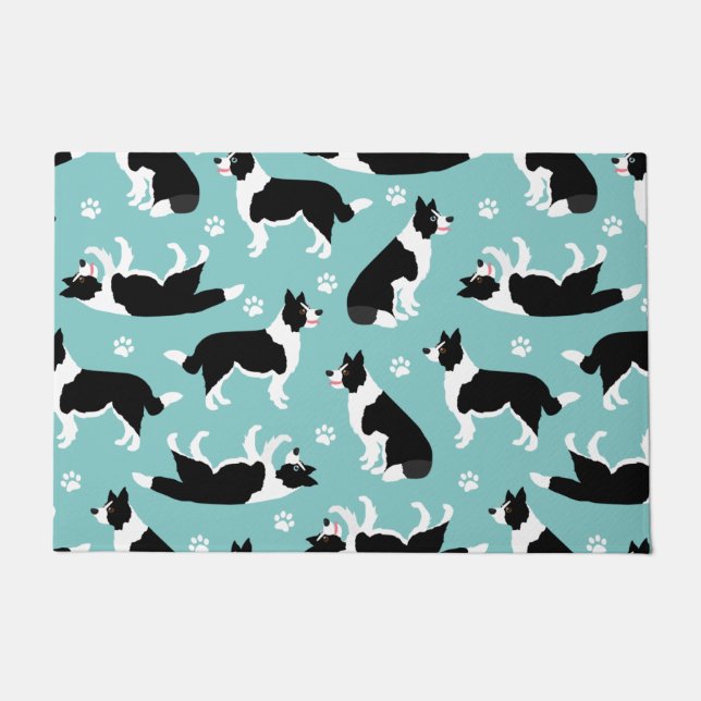 Tapete Impressão de Collie e Paw de Borda (Frente)