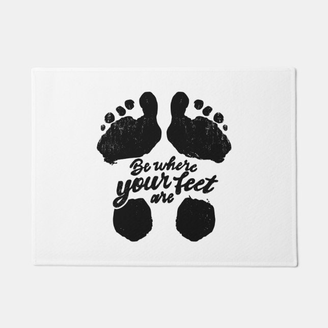 Tapete Impressão de "Estar onde estão seus pés" preto e b (Frente)