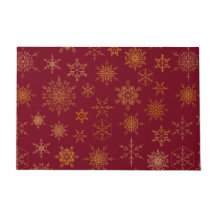 Impressão de Floco de Neve Dourado Vermelho Vintag
