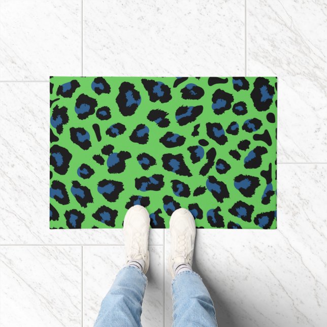 Tapete Impressão de Leopardo Azul e Verde (Interior)