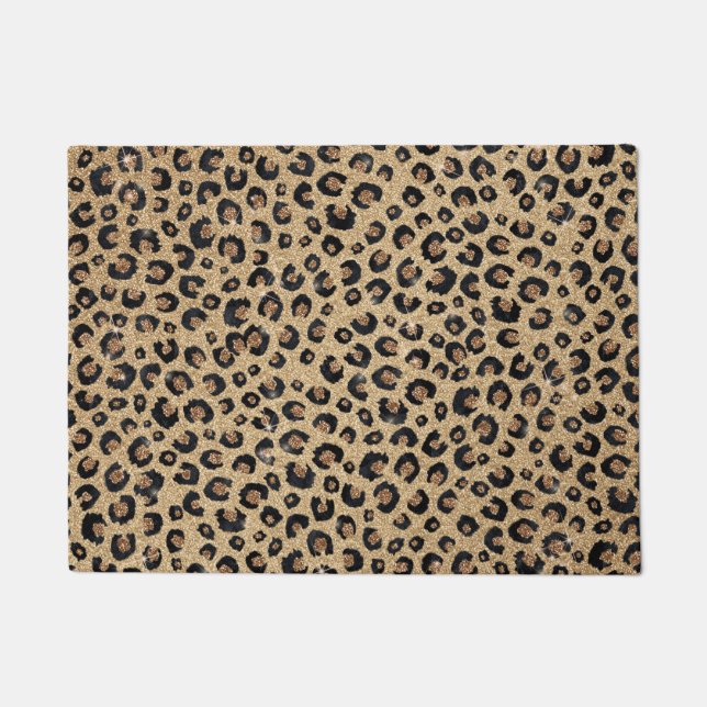 Tapete Impressão de Leopardo Negro brilhante Dourado Eleg (Frente)